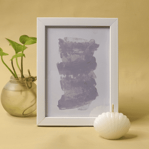 Mushroom Grey art print in a white frame